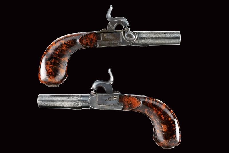 A Pair Of Percussion Pocket Pistols Mid Th Century Rare And Fine