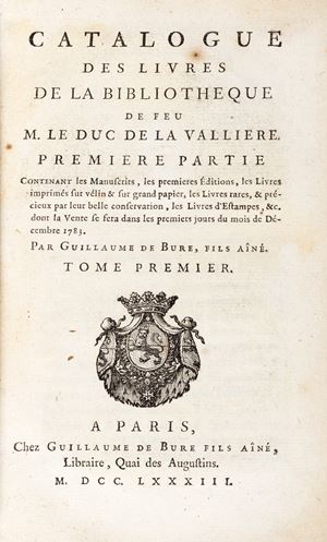 De Bure Duc de La Vallière, Guillaume