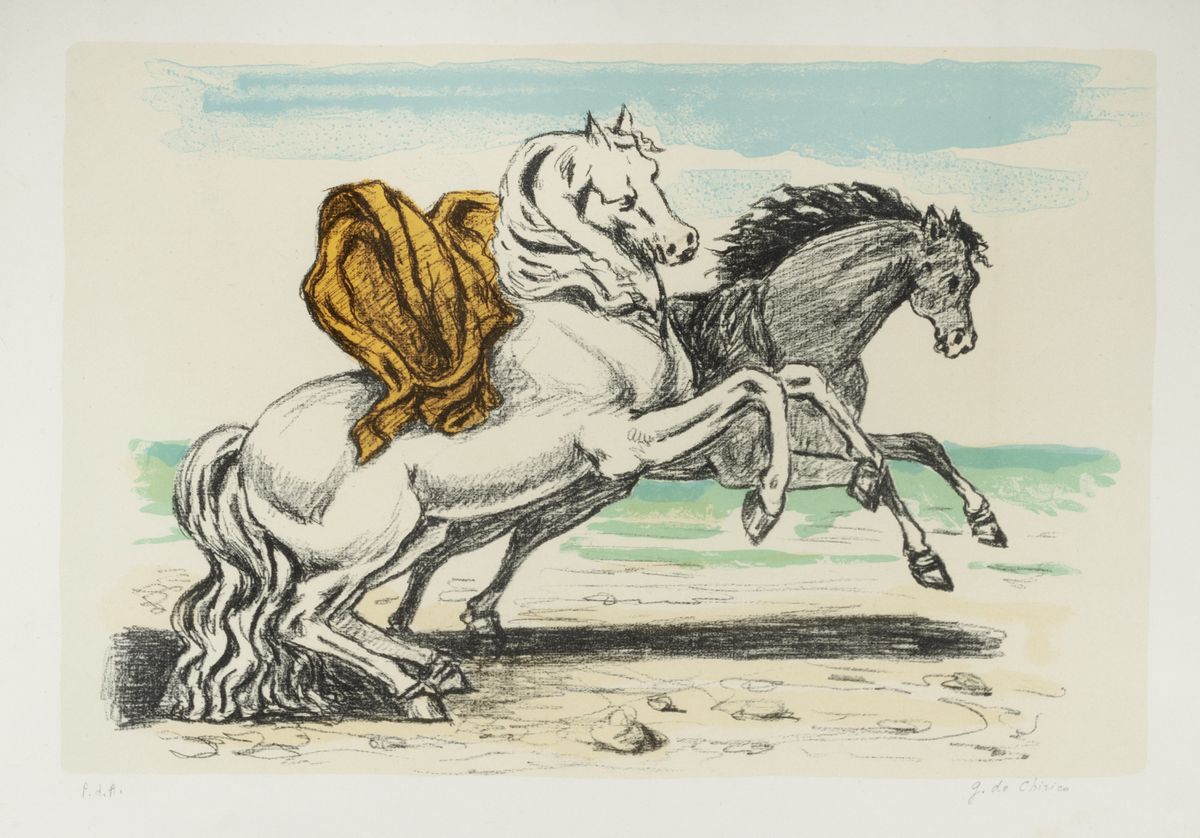 Giorgio De Chirico Cavalli Sulla Spiaggia Grafica