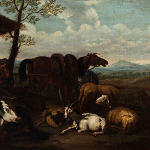 Shepherd at rest in the Roman countryside