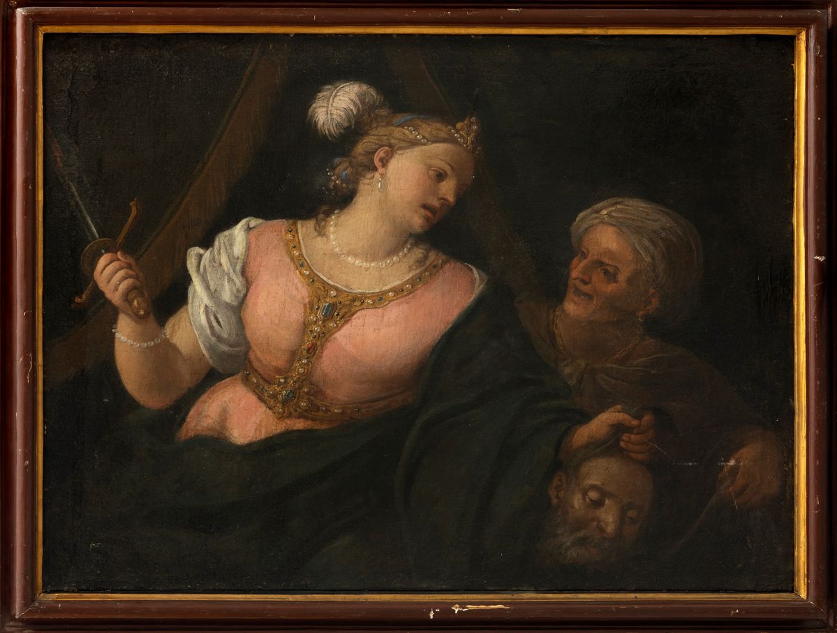Scuola Veneta, Secolo XVII - Autore sconosciuto, Giuditta con la testa di Oloferne, olio su tela
