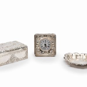 Three silver objects, England 20th Century