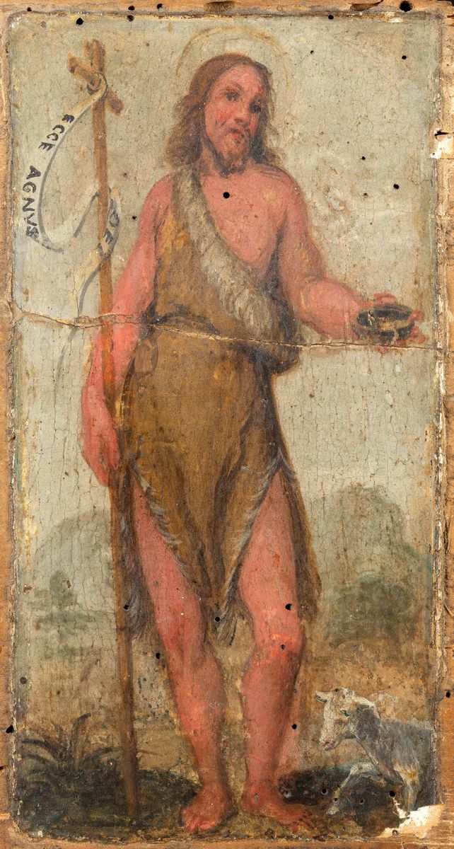 Scuola Italiana, Secoli XVI-XVII - San Giovanni Battista; e San Giovanni Evangelista, En Pendant