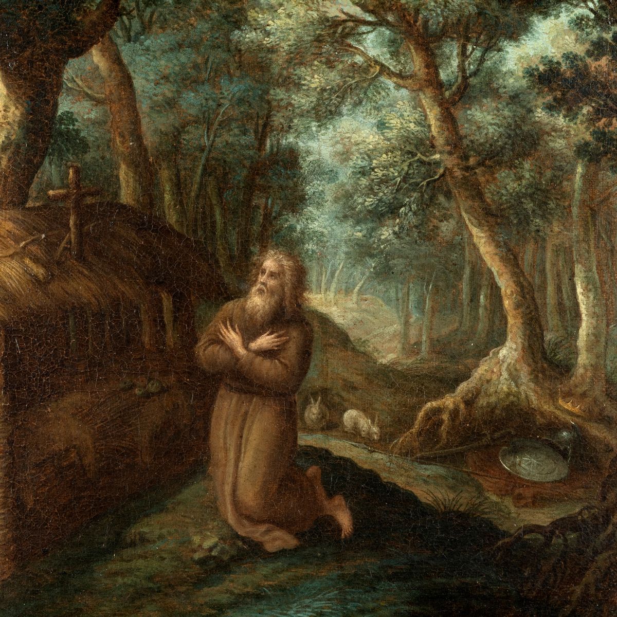 Scuola Fiamminga, Fine Secolo XVII - Inizi Secolo XVIII - Due Eremiti: Salomon e Anub