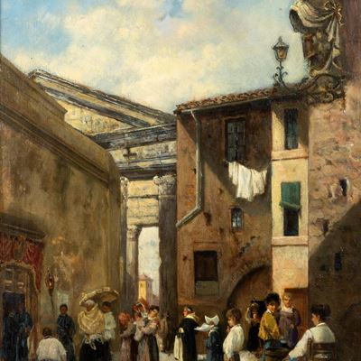 Roma, il Portico D'ottavia con Sant'angelo in Pescheria
