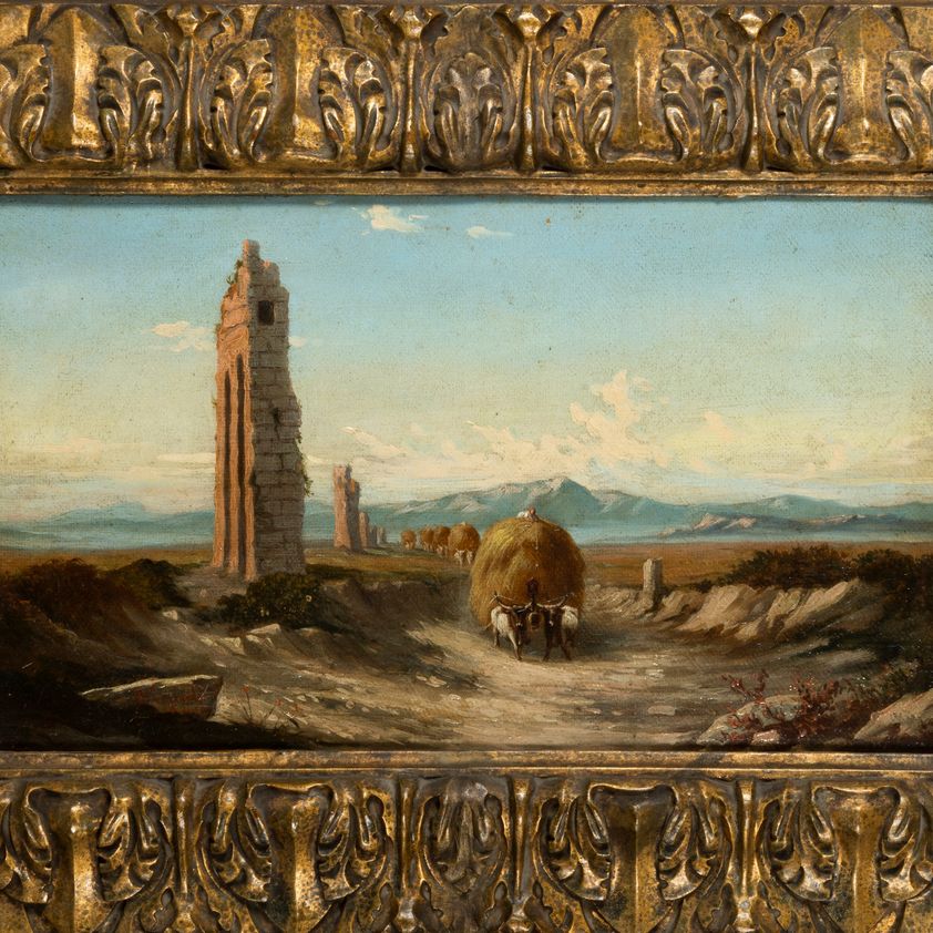 Hermann David Salomon Corrodi - Carri di Fieno Lungo L'acquedotto nella Campagna Romana