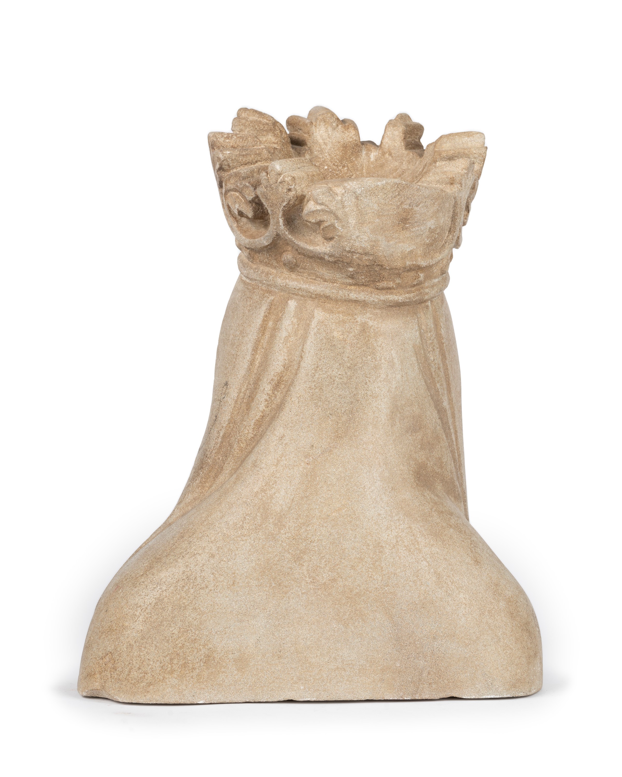 Scuola Francese - Scultura in Pietra Arenaria Raffigurante Busto di Madonna Incoronata