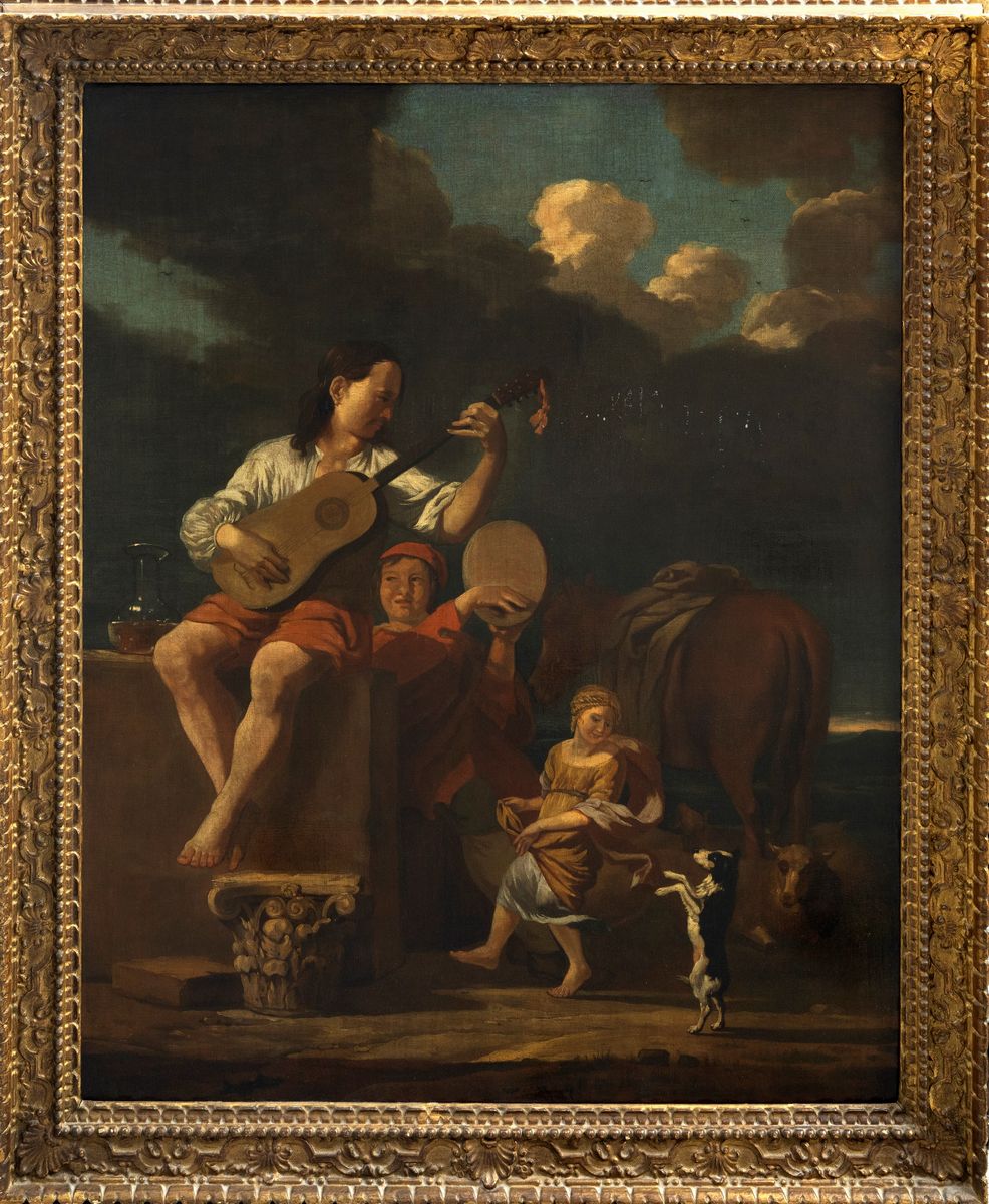 Pittore Fiammingo Attivo in Italia, Secolo XVII - Giovani Musicanti En Plein Air