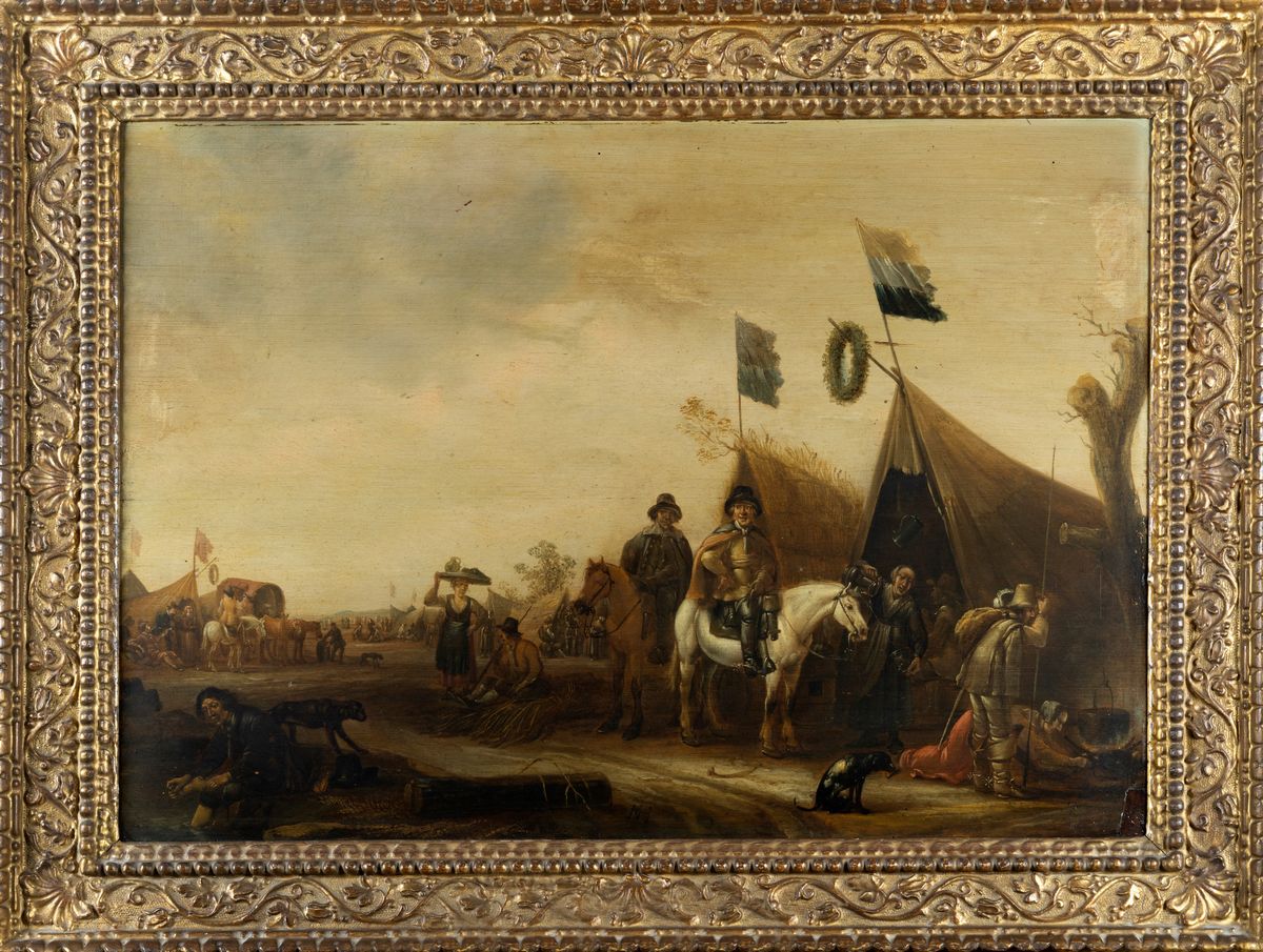 Scuola Olandese, Secolo XVIII - Cavalieri e Viandanti Presso un Accampamento