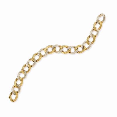 Bracciale in oro bicolore 18k con decoro martellato