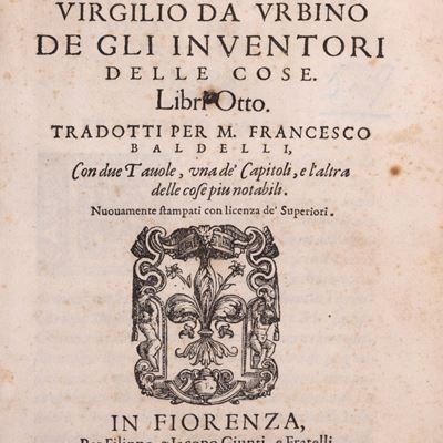 De gli inventori delle cose libri otto, traduzione curata da M. Francesco Baldelli