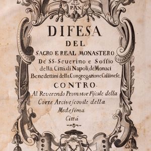 Ottavio Ignazio Vitagliano - Difesa del Sacro e Real Monastero de' SS. Severino e Sossio della Città di Napoli, de' Monaci Benedettini della Congregazione Cassinese Contro al Reverendo Promotor Fiscale della Corte Arcivescovile della medesima città