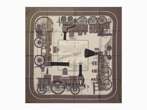 Hermès - Foulard Locomotives &#224; vapeur