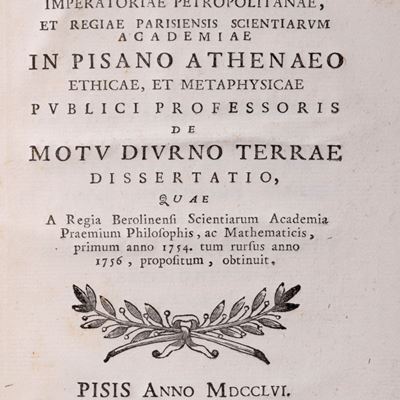De motu diurno terrae. Dissertatio, 1756
