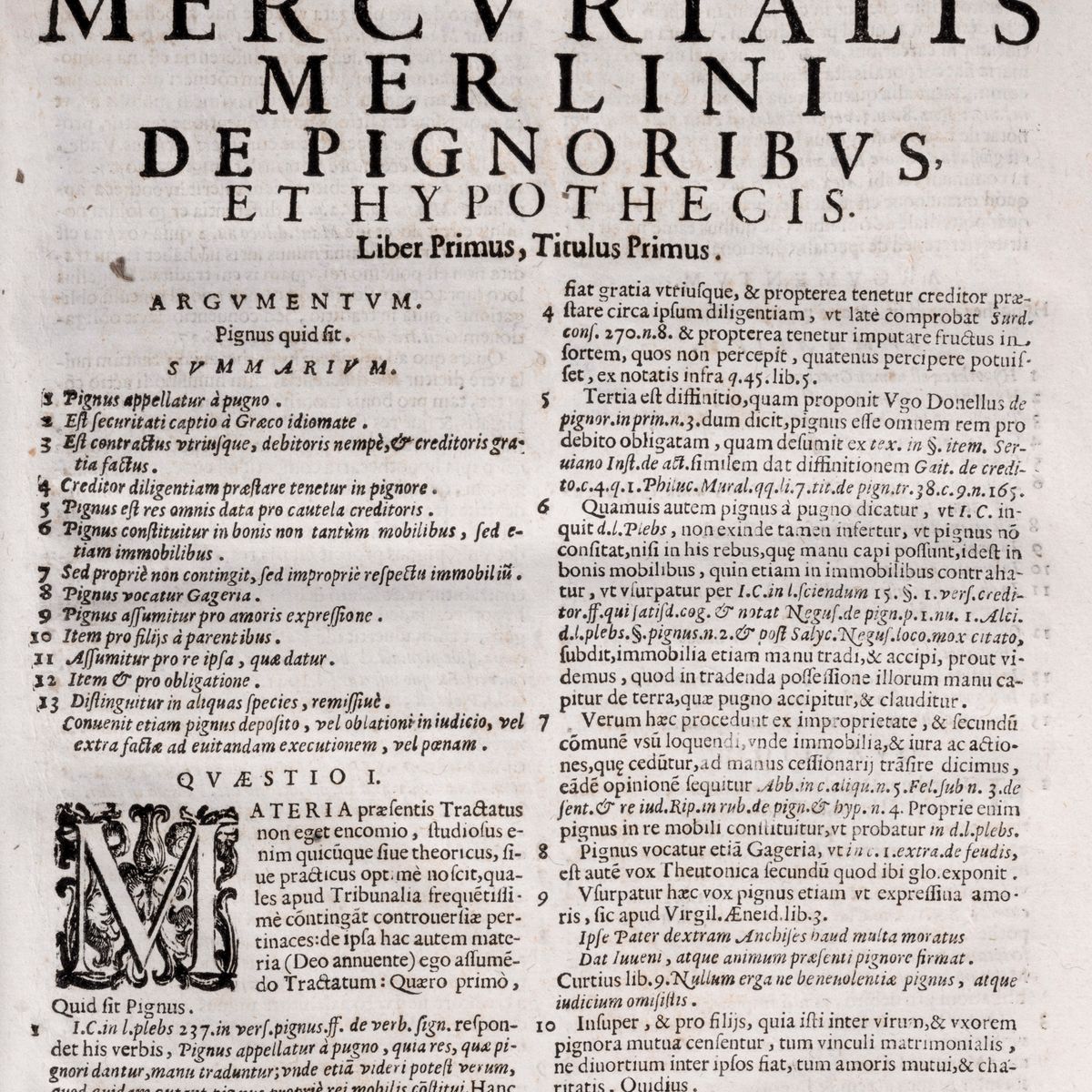 Mercurialis Merlinus - De Pignoribus et Hypothesis Tractatus absolutissimus, 1671