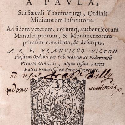 Vita et miracula S.P. Francisci A Paula, 1627