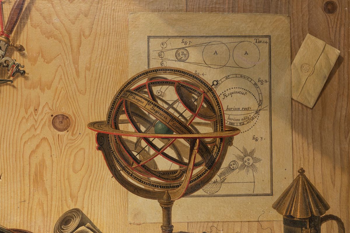 Sebastiano Lazzari - trompe-L'oeil con Strumenti Musicali, Spartito per Clavicembalo, Dipinto con...