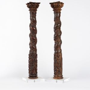 Coppia di colonnine solomoniche. Secolo XVII