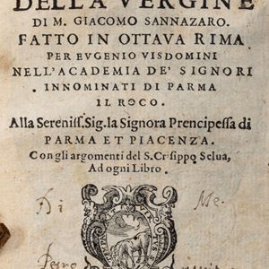 Giacomo Sannazaro - Il parto della Vergine. Fatto in ottava rima per Eugenio Visdomini nell' Academia de' Signori innominati di Parma il Roco