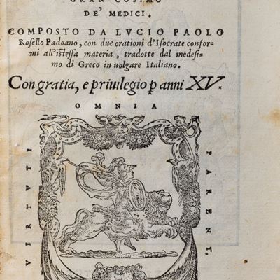 Il ritratto del vero governo del prencipe dall'essempio vivo del Gran Cosimo de' Medici, 1552, ed...