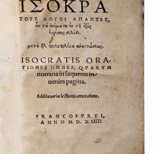  Isocrate - Orationes omnes, quarum nomina in sequenti invenies pagina. Addita variae lectionis annotatione