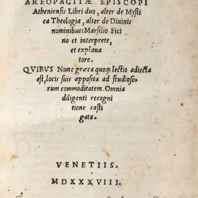 Libri duo, alter de Mystica Teologica, alter de Divinis nominibus, 1539