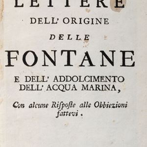 Nicolò Ghezzi - Dell'origine delle fontane e dell'addolcimento dell'acqua marina