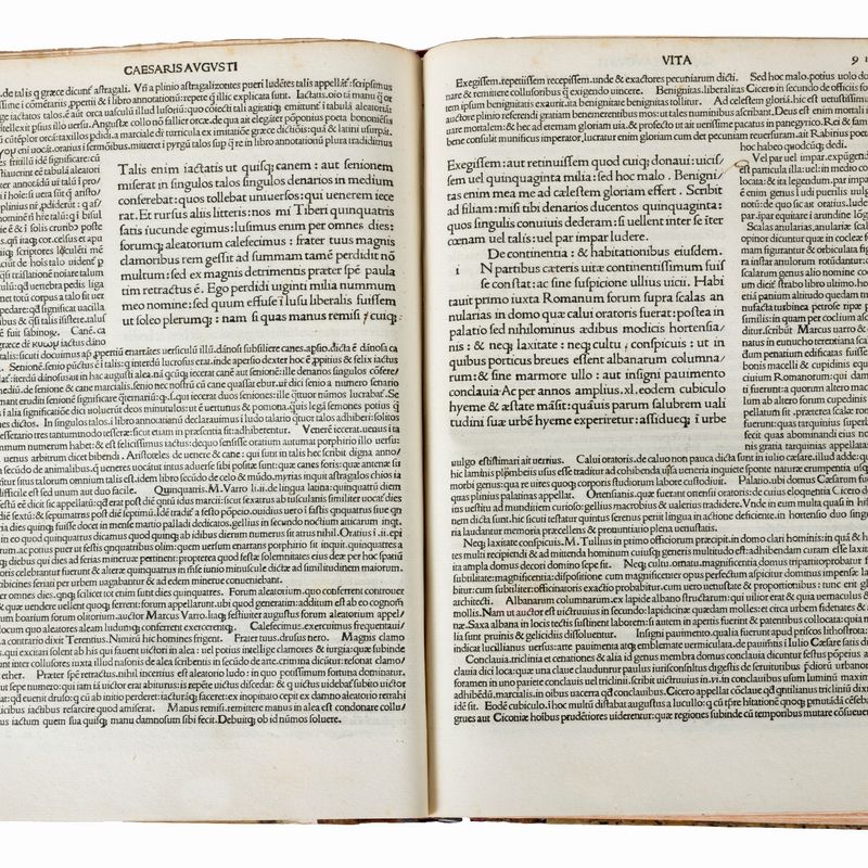 Svetonio - Vitae XII Caesarum con Commentario di Filippo Beroaldo - Edizione originale del 1493