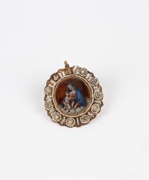  - Miniatura raffigurante Madonna con bambino. Secolo XVIII