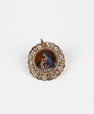 Miniature depicting the Madonna with child. XVIII century