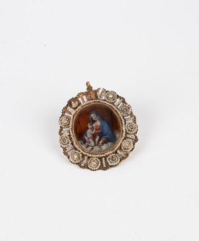 Miniatura Raffigurante Madonna con Bambino. Secolo XVIII