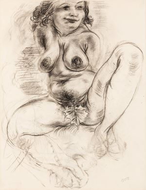 Grosz George - Sitting Female Nude Eva