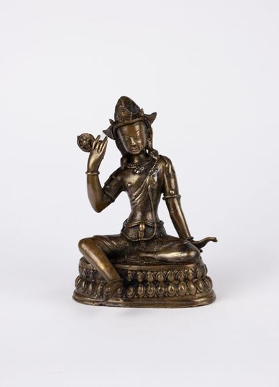 Scultura in bronzo dorato raffigurante divinità, India, secolo XX