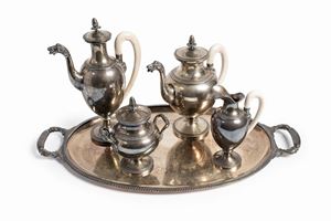 A vermeil silver tea and coffee service, Italy, 20th Century, defects