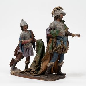  - Two figures in papier-mâché, canvas and painted wood