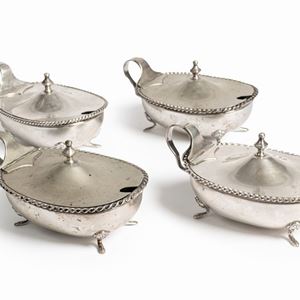 Four silver cheese bowls, Italy, 20th Century