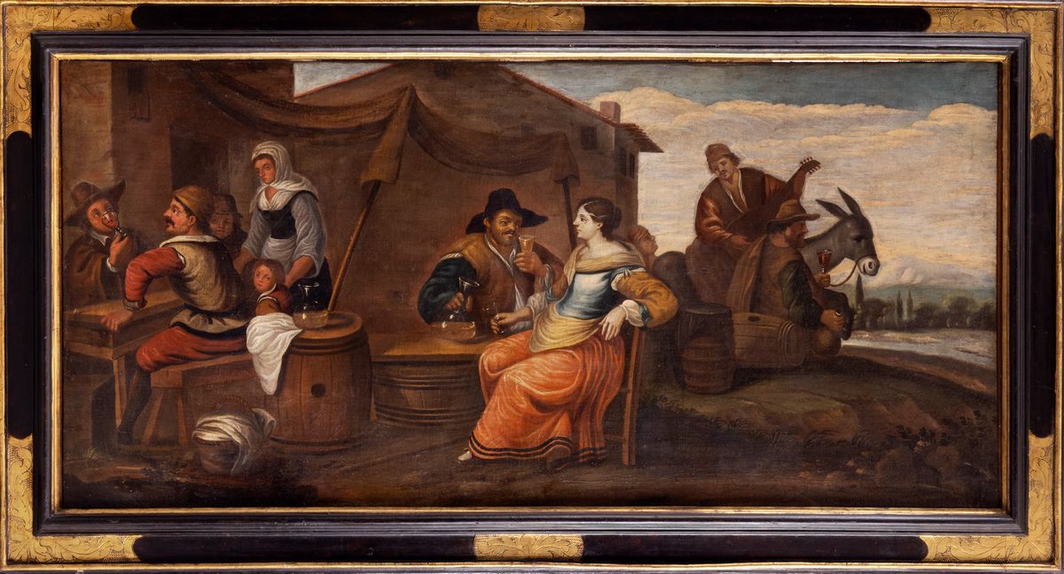Scuola Fiamminga, Secolo XVII - Scena di Osteria All'aperto