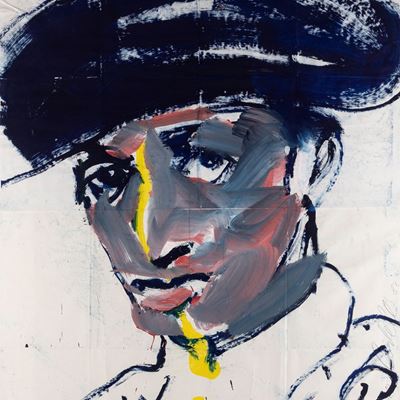 Torero II (bleu), olio su carta applicata su compensato