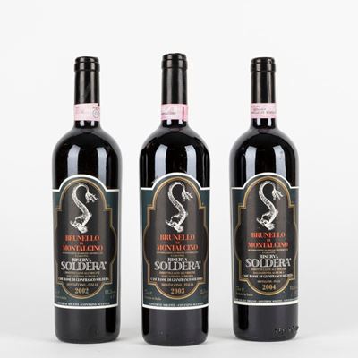 Verticale Soldera Case Basse Brunello di Montalcino Riserva 2002-2004 (3 Bt)