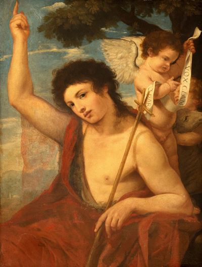 San Giovanni Battista con Angelo, olio su tela