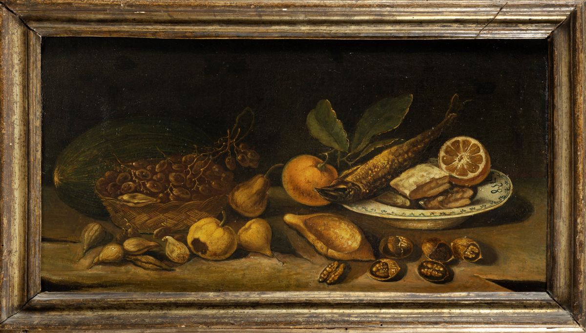 Scuola Lombarda, Secolo XVII - Natura Morta con Frutti e Aringa