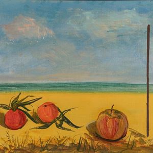 Natura morta con arance e mela