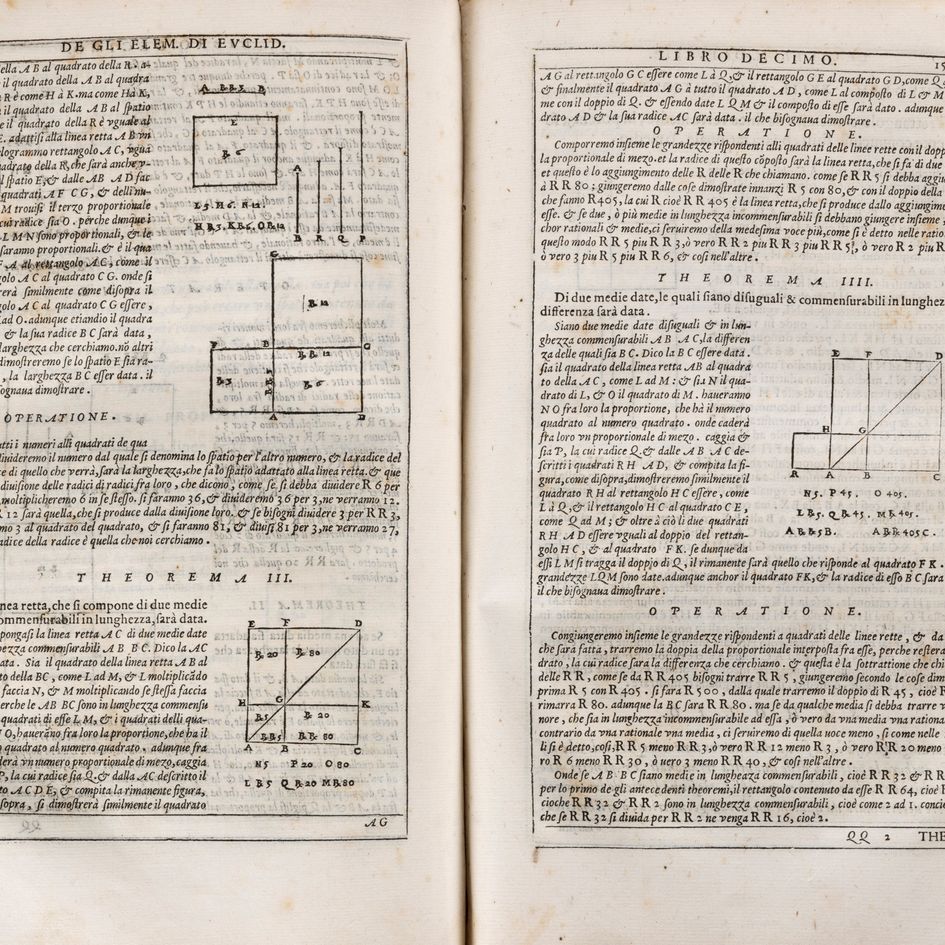 De gli elementi d'Euclide libri quindici, prima edizione della traduzione italiana curata da Comm...