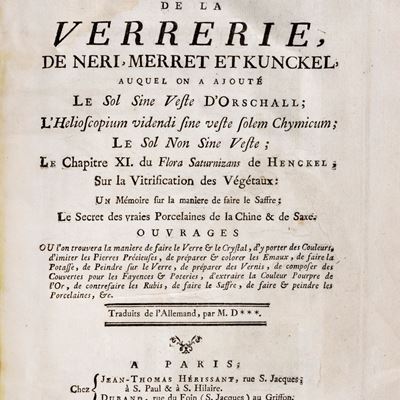 Jean-Thomas Hérissant, Art de la verrerie, de Neri, Merret et Kunckel, 1759