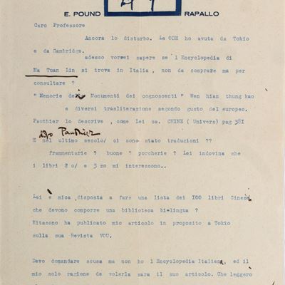 Lettera Dattiloscritta su Carta Intesta con Correzioni a Mano e Firma Autografa