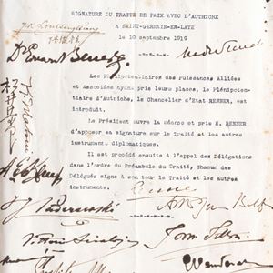 Autografi - Prima Guerra Mondiale - Treaty of Saint Germain en Laye