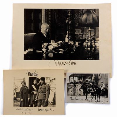 Mussolini, Lotto di tre fotografie storiche del 1926