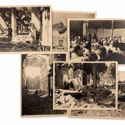 Fotografie del bombardamento di San Lorenzo, serie di 6 fotografie in grande formato, 1900