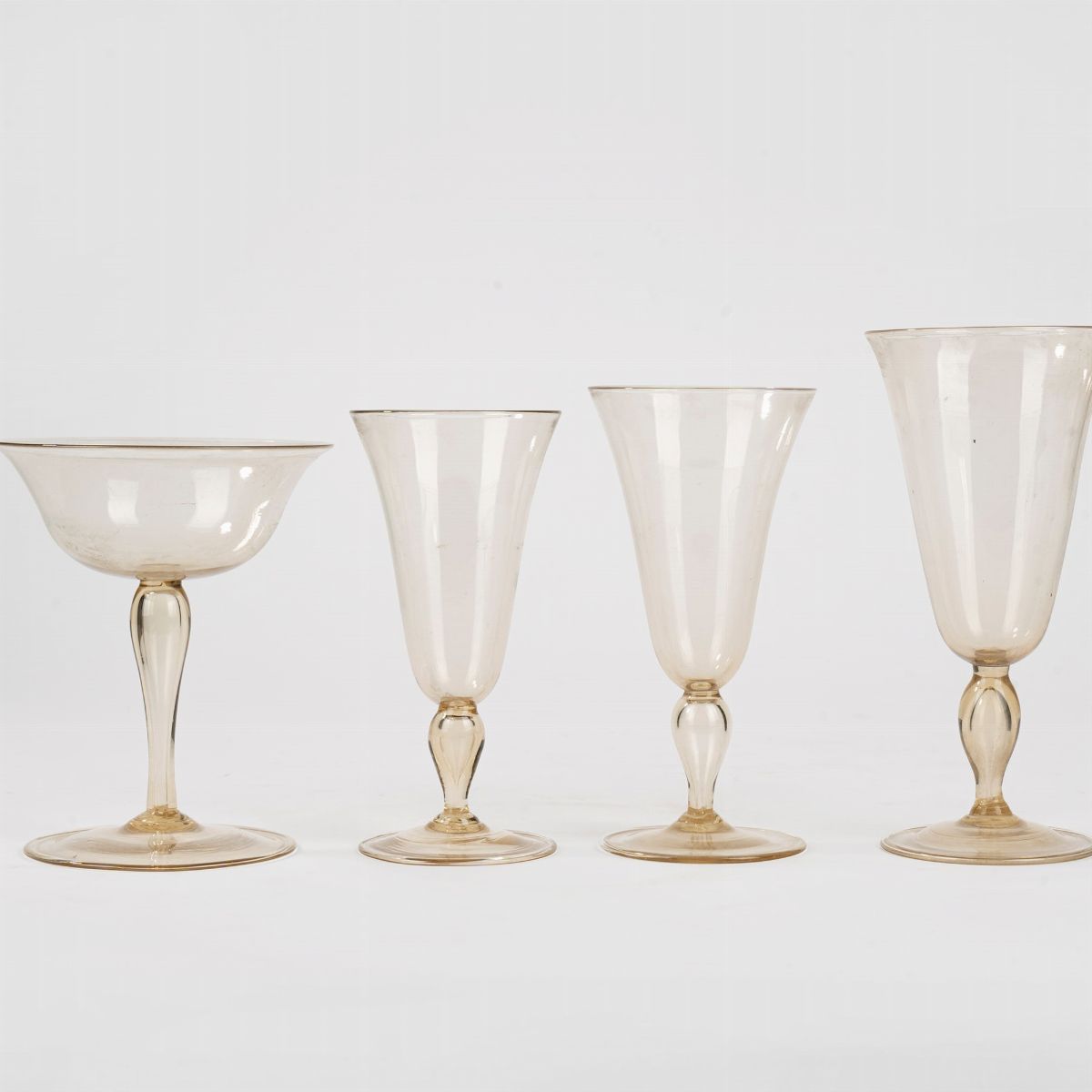 Servizio in Vetro di Murano Composto Da: una Caraffa, una Bottiglia e Quaranta Bicchieri, 1930/40