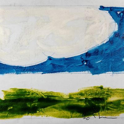 Paesaggio anemico, smalto e pastello su tela